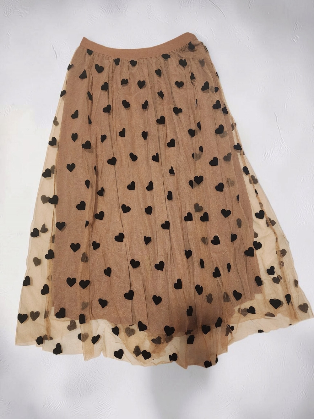 NWT Cupshe Heart Print Mesh Midi Skirt Size M